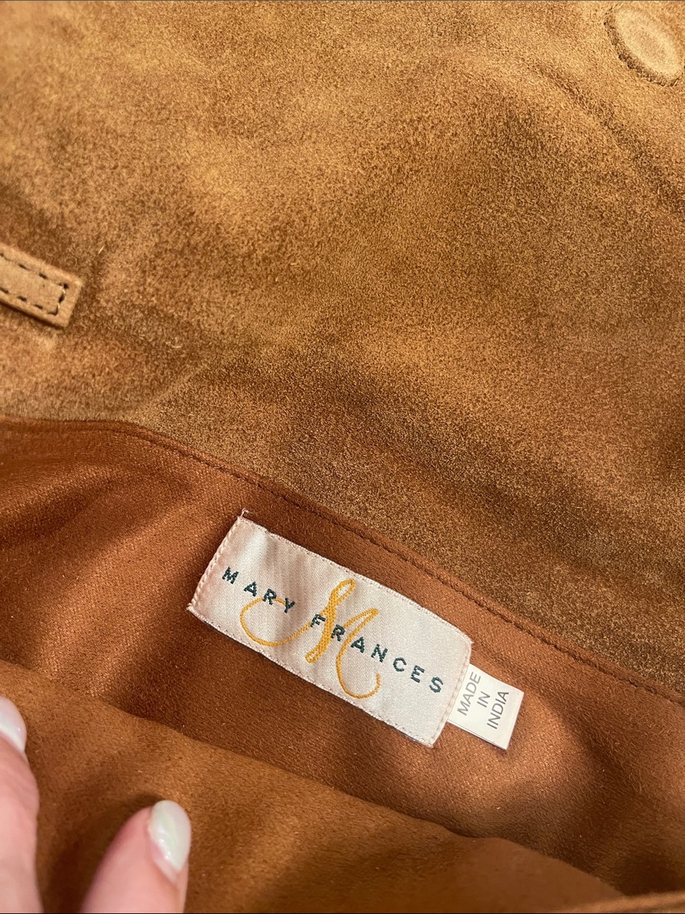 Anthropologie Mary Frances Tan Suede Crossbody with Jeweled Embellishments - Picture 4 of 8